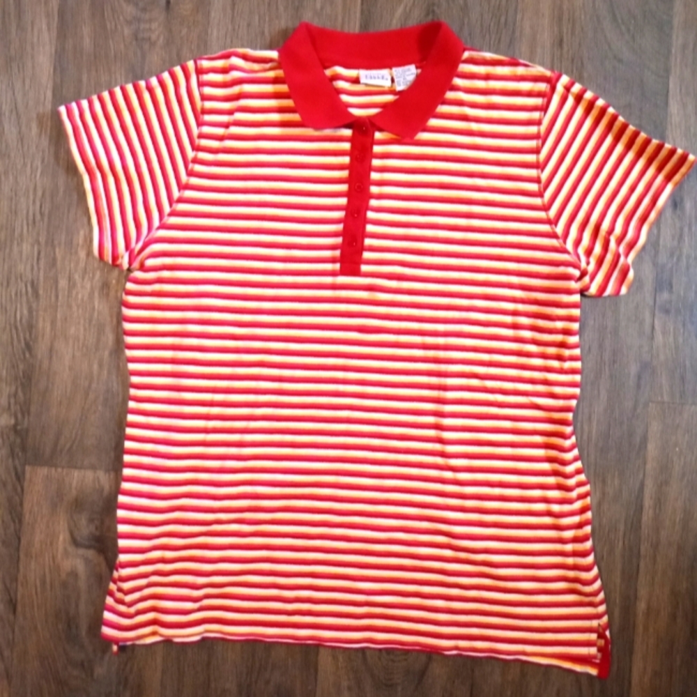 Falls Creek Shirt XL Red White Stripe Short Sleeve